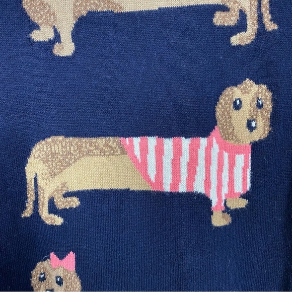 Talbots Navy Sweater with Dachshund Design - Picture 3 of 8